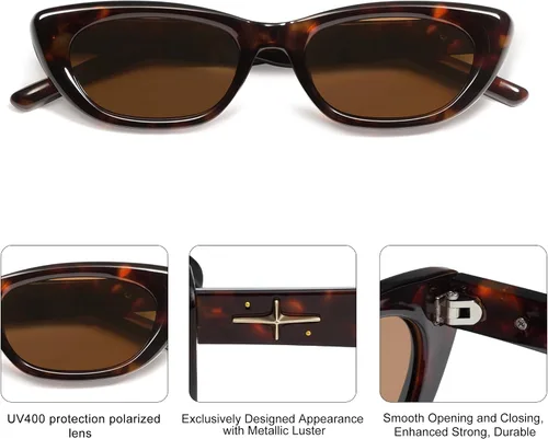 Vista 4 de SOJOS Gafas de sol polarizadas de moda ojo de gato angostas para mujer retro lindos tonos SJ2284