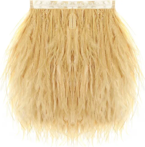 Vista 27 de SOGUGOM Adorno de Plumas de Avestruz Negro - 1.5 Capas 2 Yardas Plumas de 4 Pulgadas Adorno de Cintas con Flecos para Costura, Vestidos, Proyectos