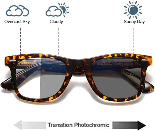 Vista 4 de TR90 - Gafas de lectura fotocrómicas progresivas multienfoque para mujeres y hombres, protección UV cuadrada, lector solar