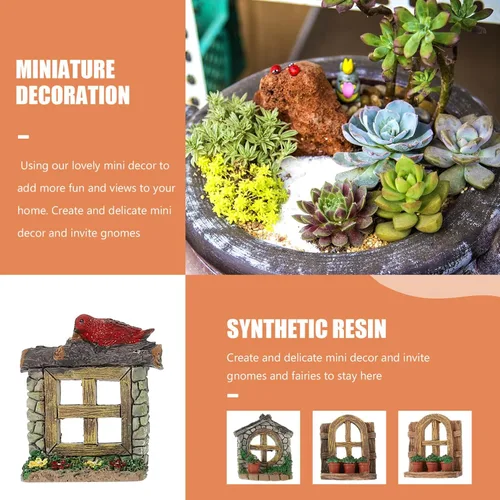 Vista 5 de Yardwe 5pcs Mini Patio Decoración Elementos Micro Jardín Ventana Decoración Niños y Niñas Decoración Creativa Set de Decoración Estilo Aleatorio