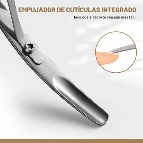 Vista 3 de FERYES - Corta cutículas con empujador, profesional 2 en 1, corta cutículas de 6 mm de mandíbula completa, herramienta de quitacutículas de acero