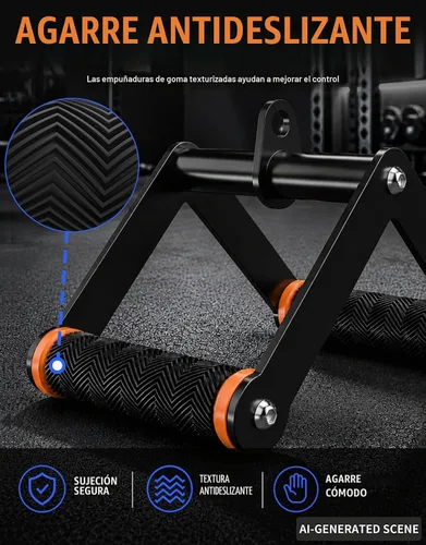 Vista 2 de Fitarc Accesorio de cable con mango de doble fila D para entrenamiento en gimnasio y hogar, accesorio de cable de barra en V con agarres