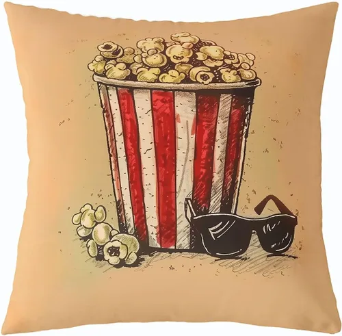 Vista 17 de Homewish Theater Cinema Poster Throw Pillow Covers (Pack of 1),Retro Movie Cushion Cover for Kids Boys Teens Popcorn Pillow Cases Movie Night Living