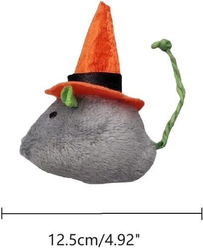 Vista 4 de 6 Paquetes Juguetes para Gatos Juguete Interactivo Sombrero Mágico de Bruja Disfraz Juguetes de Felpa en Forma de Ratón con Hierba Gatera