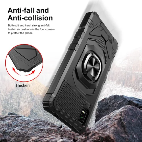 Vista 6 de Compatible con Cricket Debut Smart Case (2022) con protector de pantalla de vidrio templado, protector de cuerpo completo [grado militar], soporte