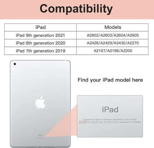 Vista 2 de Funda para iPad 8ª/7ª generación (2020/2019) iPad 10.2 pulgadas con soporte para lápices [encendido/apagado] funda protectora con soporte magnetico