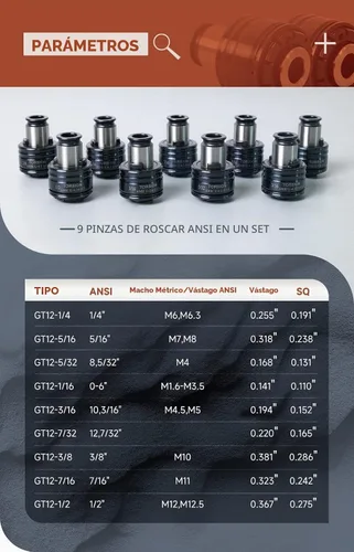 Vista 6 de Stock de EE. UU. M3-M16 Máquina de Roscado Eléctrica Brazo de Roscado Universal de 360 Grados Incluye 9 Pinzas ANSI