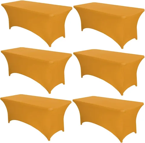 Vista 30 de PTC21B - Juego de 6 manteles elásticos de 6 pies, color negro, rectangular, ajustable, lavable, de elastano, para fiestas, bodas, cócteles