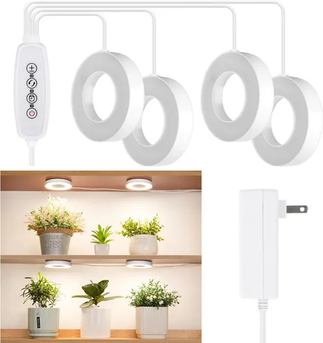 Vista 9 de LORDEM Luz de cultivo para plantas de interior, 48 luces LED de techo de espectro completo, lámpara de cultivo con cable de 5 V con interruptor