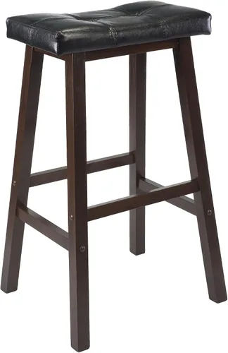 Vista 9 de Taburete con cojín Winsome Mona de 24 pulgadas, Madera PVC, Nogal Antiguo