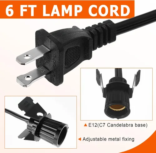 Vista 2 de Macarrie 2 Piezas Cables de Lámpara con Clip con Portalámparas E12 Cable de Repuesto de Lámpara Individual para Accesorios de Decoraciones de Pueblo