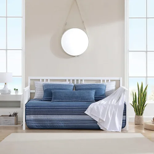 Vista 7 de Nautica - Juego de edredón individual, ropa de cama reversible de algodón con funda a juego, elementos esenciales para dormitorio