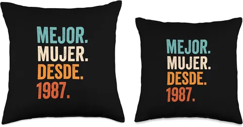 Vista 3 de Mejor Mujer Desde 1987 37 aniversario de bodas 37 años Throw Pillow