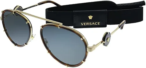 Vista 2 de Versace VE 2232 147087 Havana Metal Aviator Gafas de sol Gris Lente