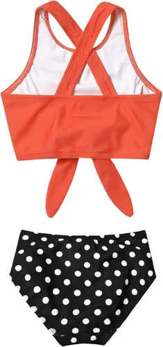 Vista 2 de Mirawise Girls Swimsuits Swimwear Bathing Suit Beach Bikini Two Piece Tie Front Swimsiuts 4-13Y