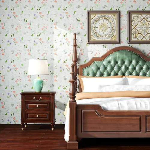 Vista 5 de Timeet Papel tapiz vintage para despegar y pegar, papel tapiz floral bohemio, papel de contacto de mariposa, papel de pared autoadhesivo extraíble