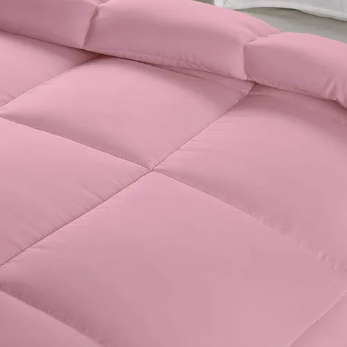 Vista 3 de Manta alternativa cosida en caja rosa bebé, tamaño individual XL (68 x 90 pulgadas), 600 GSM, 800 hilos, algodón prémium para todas las estaciones