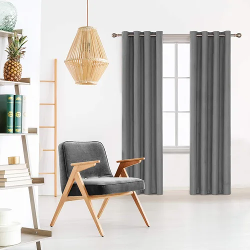 Vista 2 de Deconovo - Cortinas opacas de doble capa de lino sintético con ojales térmicos, cortinas opacas para dormitorio
