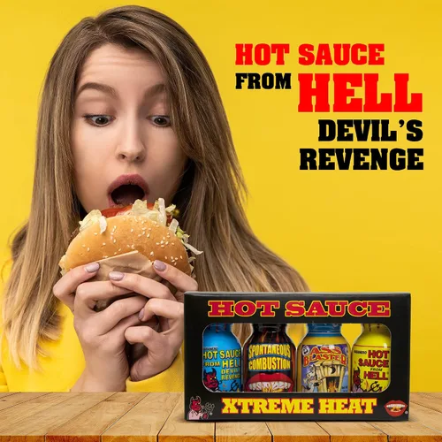 Vista 7 de Xtreme Heat - Juego de botellas de salsa picante gourmet, tamaño de viaje, paquete de 4, regalos de Navidad gourmet perfectos para el fanático