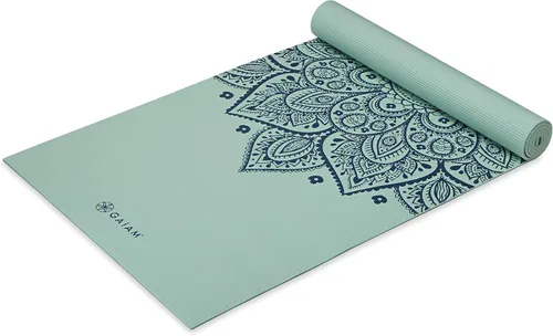 Vista 9 de Gaiam - Esterilla de yoga premium de 5mm con estampado, gruesa y antideslizante para todo tipo de yoga, pilates y entrenamientos en el suelo