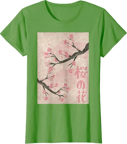 Vista 35 de Cherry Blossom Japanese Vintage Woodblock Japan Pink Sakura T-Shirt Asphalt Grey