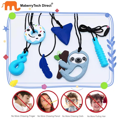 Vista 7 de Collar masticable, juguetes sensoriales para niños con autismo, paquete de 10