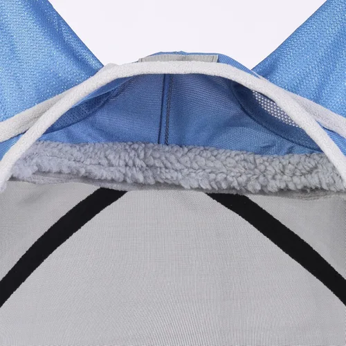 Vista 106 de Harrison Howard Máscara de mosca de caballo luminosa profesional estándar con orejas protección UV para caballo, azul y plateado, pequeño poni Azul