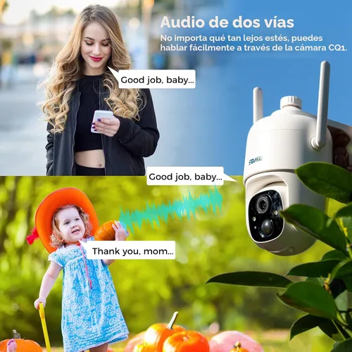 Vista 5 de SOVMIKU 2CQ1 AI 2K Cámara de seguridad solar inalámbrica para exteriores, alimentada por batería, audio bidireccional, detección de movimiento