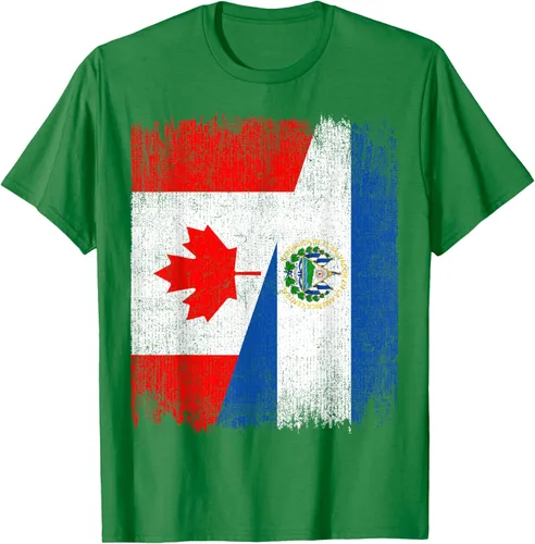 Vista 5 de Camiseta Half Canada El Salvador Flag Canadian Salvadoran Pride Roots