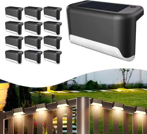 Vista 8 de BKBB PPBB - Luces solares para exteriores, 4 luces solares para escalones, luces solares LED impermeables para escaleras al aire libre, escalón