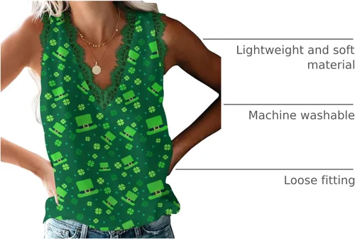 Vista 173 de VIISHOW - Camiseta sin mangas, sexy, con cuello en V y bordes de encaje para mujer, camisola de vestir, camisas de gasa, sin mangas, casuales