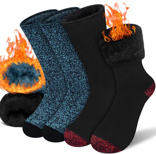 Vista 3 de Calcetines térmicos para hombre, calcetines de invierno cálidos para clima frío con temperaturas extremas A1-azul (2 pares)
