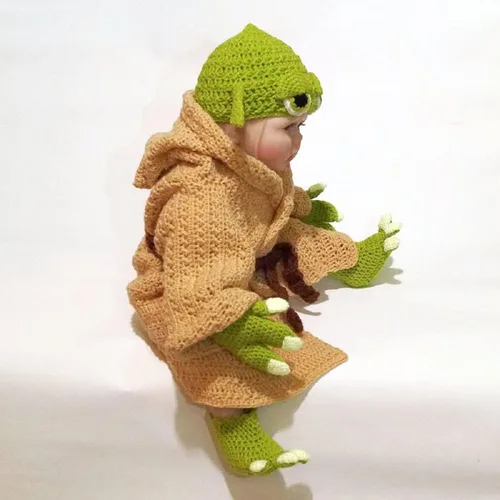Vista 8 de Vestido de Halloween, maestro de Baby Yodas, accesorios de fotografía infantil de Baby Yodas, disfraz de fotografía de bebé de 100 días, ropa