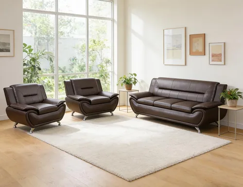 Vista 24 de Sofás de cuero para sala de estar, juego de sofá seccional, juego de 2 piezas de muebles para sala de estar, juego de sofá y sofá biplaza