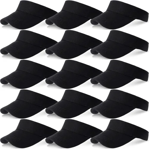 Vista 8 de Syhood 15 sombreros de visera para el sol, ropa deportiva, gorra de visera ajustable, protección solar para mujeres y hombres Negro