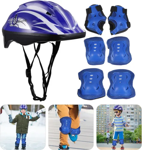 Vista 8 de CLISPEED Juego de protectores de patinaje para niños con casco ajustable, coderas, protectores de manos y rodilleras para patinaje, patineta