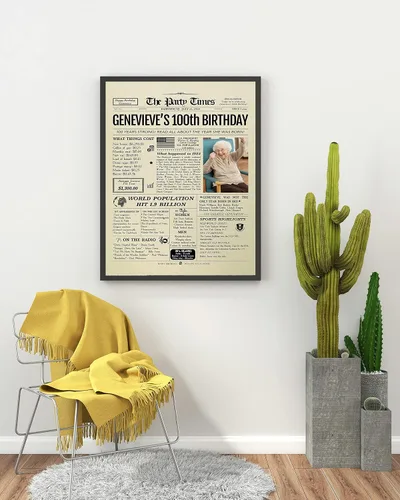 Vista 7 de Decoraciones personalizadas para fiesta de cumpleaños número 100 para ella, él, hombres, mujeres, regalos personalizados con nombre, foto, regreso