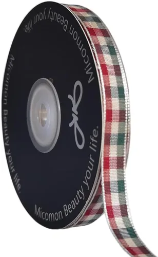 Vista 26 de Cinta a cuadros de guinga – 25 yardas, rojo y azul (3/8 pulgadas) para decoración de Navidad y embalaje de regalo