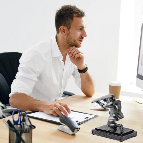 Vista 6 de Spakon Knight - Soporte para bolígrafo con 2 bolígrafos, organizadores de escritorio de resina y accesorios, divertido soporte para bolígrafos