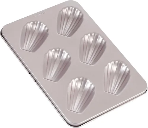 Vista 10 de CHEFMADE Juego de Moldes Mini para Pasteles Madeleine, 4 Piezas de 3 Pulgadas Antiadherentes con Forma de Concha Esférica Madeleine para Hornear