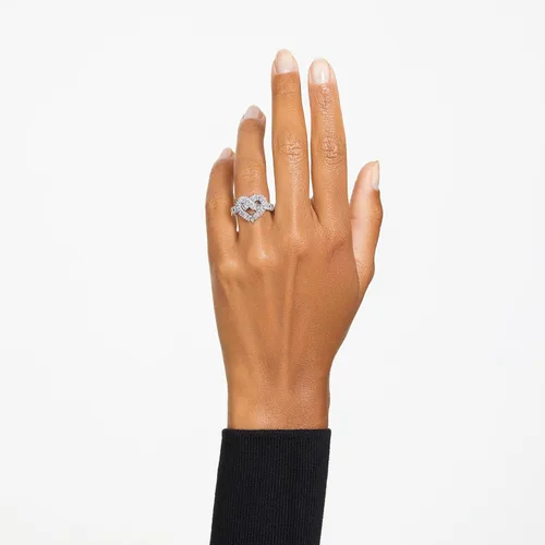 Vista 5 de SWAROVSKI Matrix cocktail ring, Mixed cuts, Heart, White, Rhodium Finish