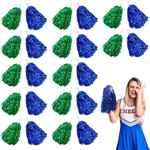 Vista 9 de Lovecheer 24 piezas Pompones de animadora metálicos con asa, pompones de animación para equipo deportivo, espíritu de equipo de animadoras