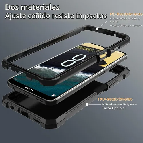 Vista 3 de Funda para Nokia G310 5G con protector de pantalla de vidrio templado, funda protectora delgada de silicona suave de cuerpo completo