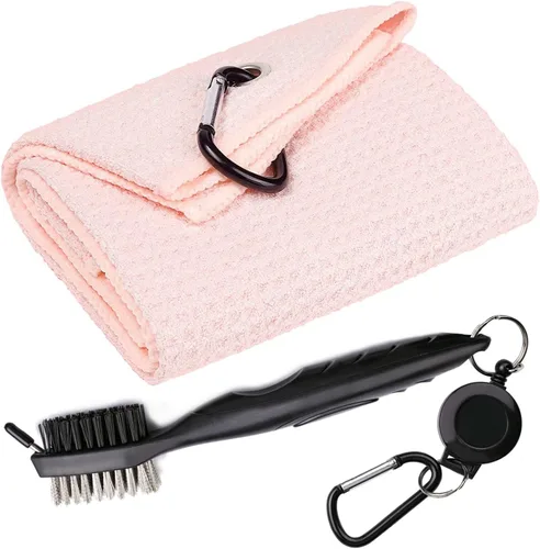 Vista 8 de Toallas de Golf, Toalla de Golf de Microfibra con Patrón Waffle Tri-fold - Kit de Herramientas de Cepillo con Limpiador de Ranuras del Club, con 2