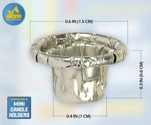 Vista 3 de Ner Mitzvah Hanukkah - Mini portavelas – Insertos desechables para menorá de vela – Vasos de papel de aluminio protector contra goteo – 44