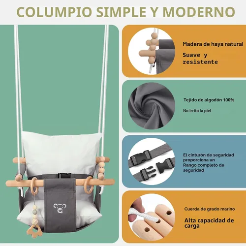Vista 4 de RAGOZONERY Juego 2 en 1 para bebé con columpio para niños pequeños, Juegos de saltar para bebés y rebotadores, Juego de columpio para niños pequeños