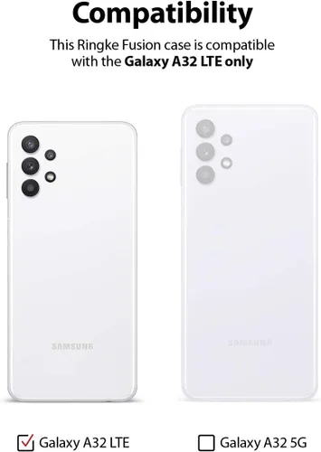 Vista 2 de Ringke Fusion - Funda compatible con Samsung Galaxy A32 4G, parte trasera de policarbonato transparente, a prueba de golpes, suave, flexible, TPU