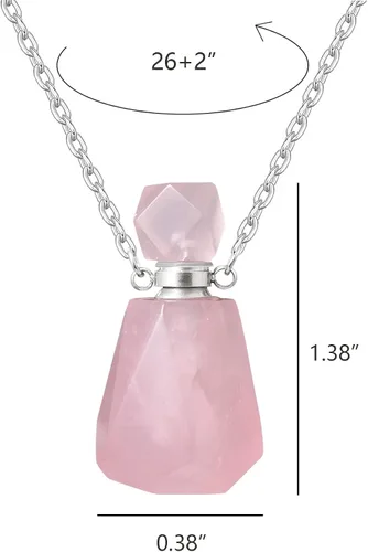 Vista 61 de Perfume Bottle Necklace Heart Shape, Amethyst Necklace Healing Crystal for Women, Essential Oil Diffuser Bottle Necklace Jewelry for Liquid