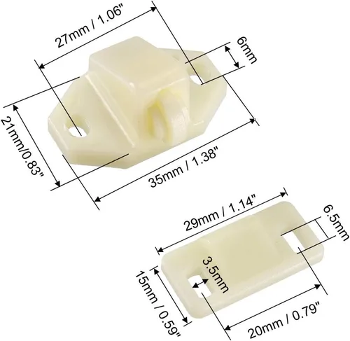 Vista 2 de uxcell Rodillo de puerta de armario para muebles con rodillo ABS beige 10 piezas