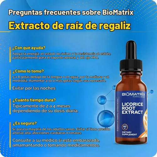 Vista 6 de BioMatrix Extracto de raíz de regaliz (1200 gotas de 2 onzas líquidas) más ingrediente activo que las marcas competidoras